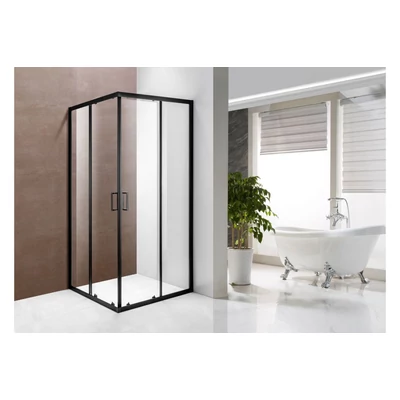 Szögletes fekete szegélyű zuhanykabin 90x90x190 A1221B